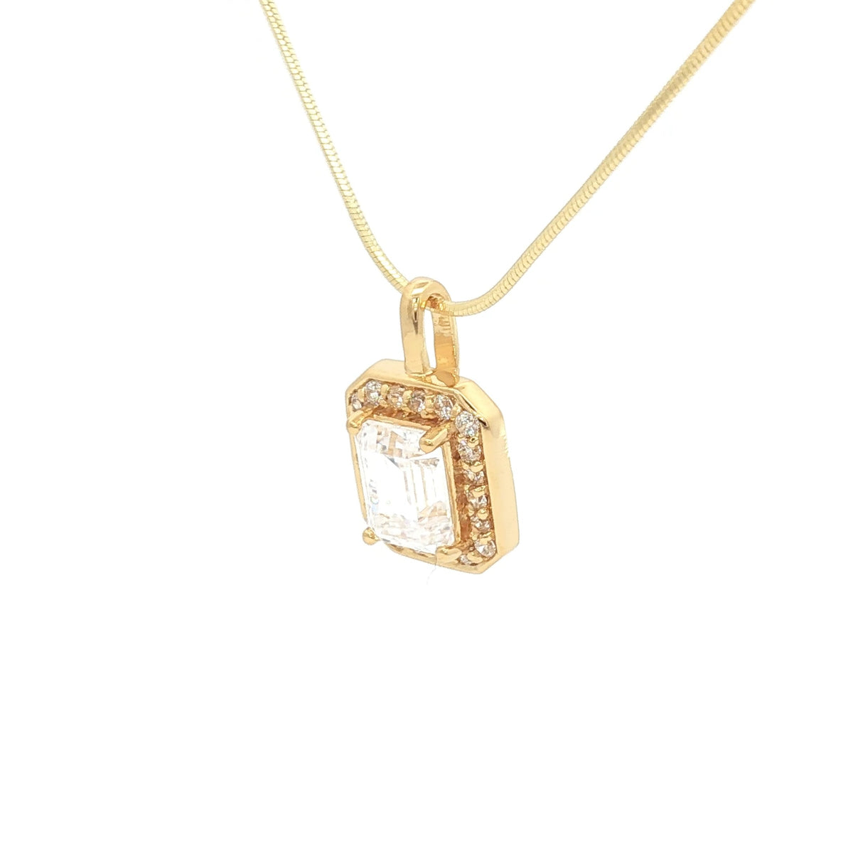 The Emerald Cut Halo Pendant