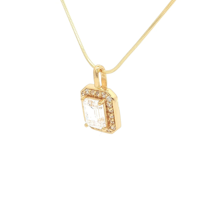 The Emerald Cut Halo Pendant