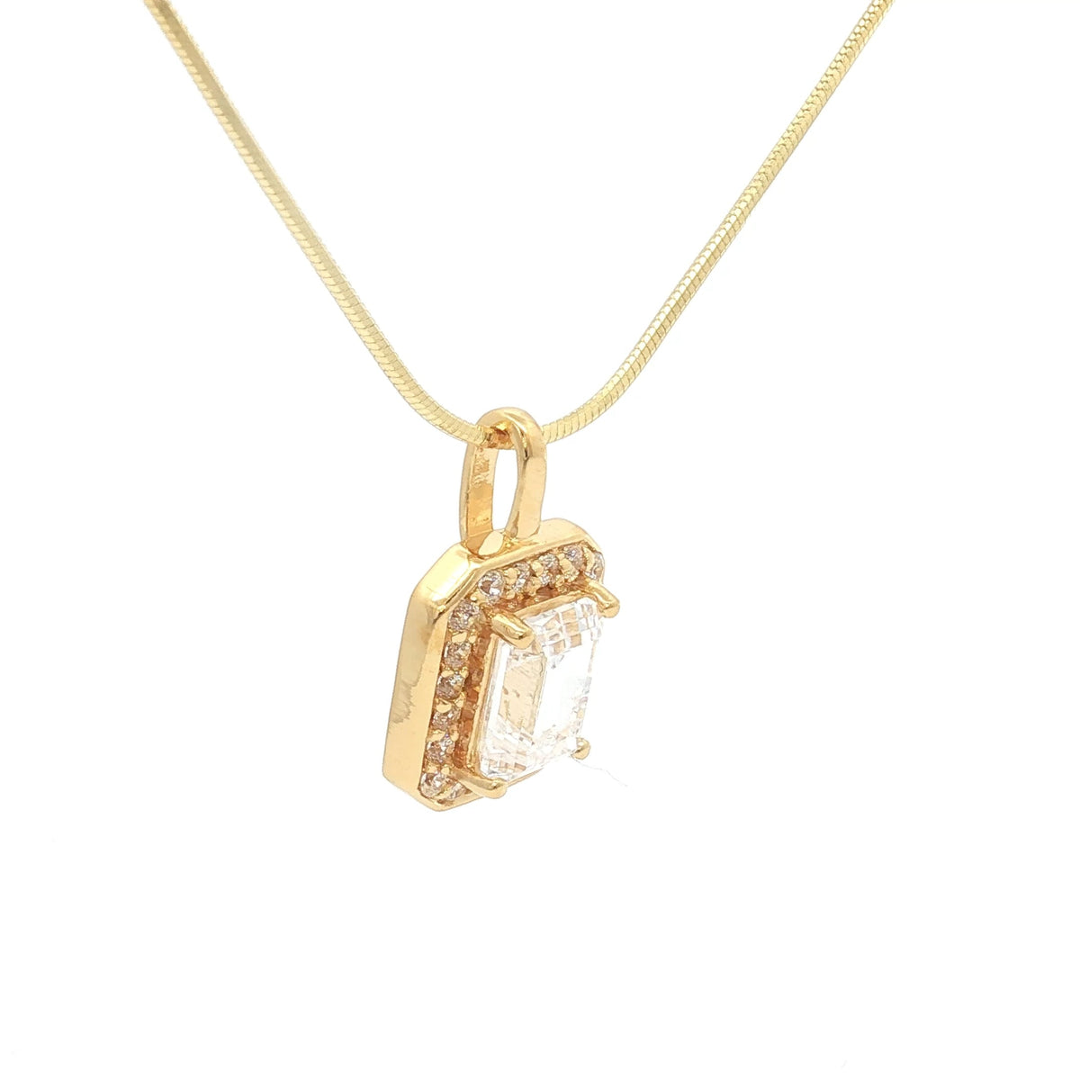 The Emerald Cut Halo Pendant