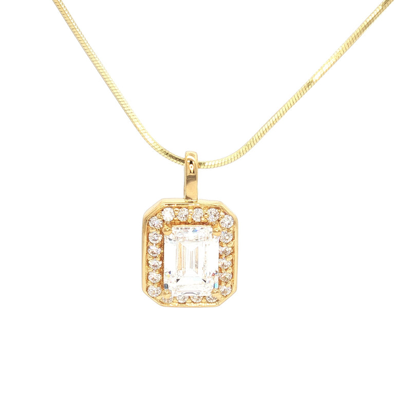 The Emerald Cut Halo Pendant