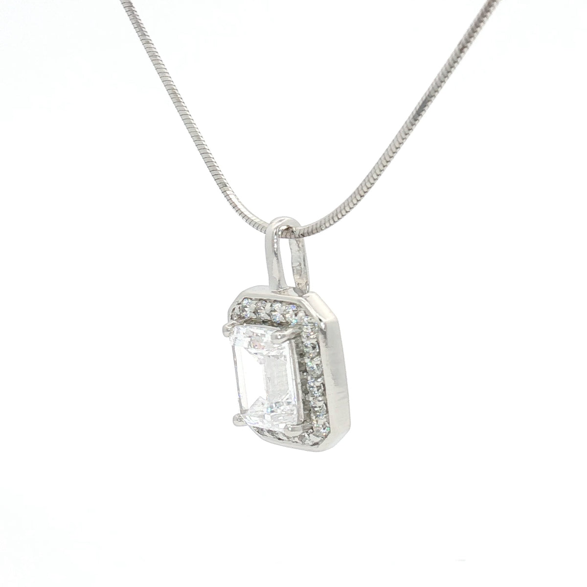 The Emerald Cut Halo Pendant