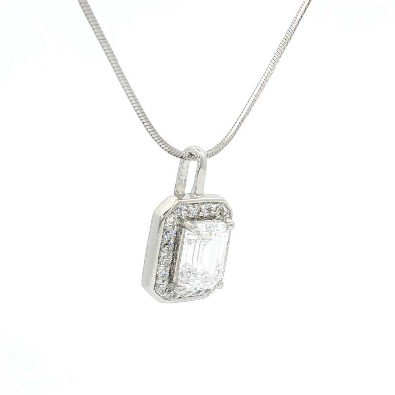 The Emerald Cut Halo Pendant