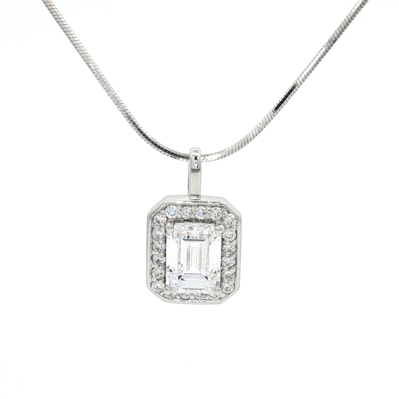 The Emerald Cut Halo Pendant