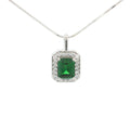 The Emerald Cut Halo Pendant with Emerald