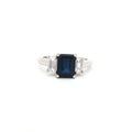Baguette Cut Three Stone Ring with Sapphire Centre Stone