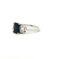 Baguette Cut Three Stone Ring with Sapphire Centre Stone