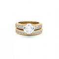 Brilliant Cut Solitaire Ring with Princess Cut Channel Setting and Matching Band