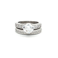 Brilliant Cut Solitaire Ring with Princess Cut Channel Setting and Matching Band