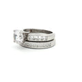Brilliant Cut Solitaire Ring with Princess Cut Channel Setting and Matching Band