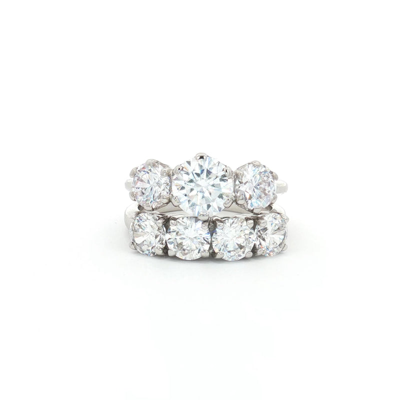 Classic Trilogy Ring and Traditional Four Stone Ring