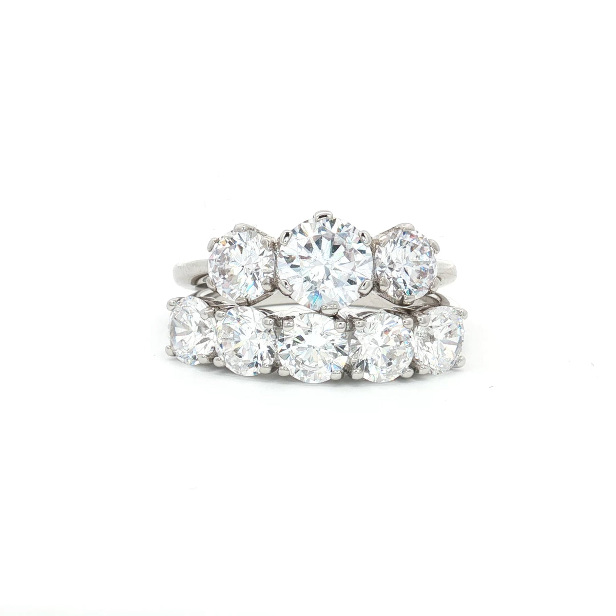 Classic Trilogy Ring and Traditional Five Stone Ring