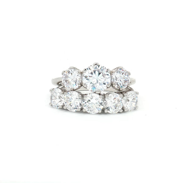 Classic Trilogy Ring and Traditional Five Stone Ring