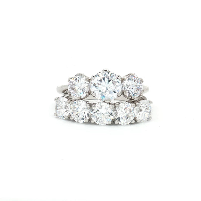 Classic Trilogy Ring and Traditional Five Stone Ring