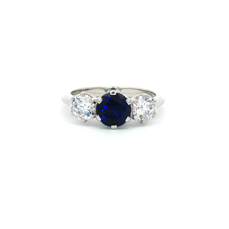 Classic Trilogy Ring with Sapphire Centre Stone