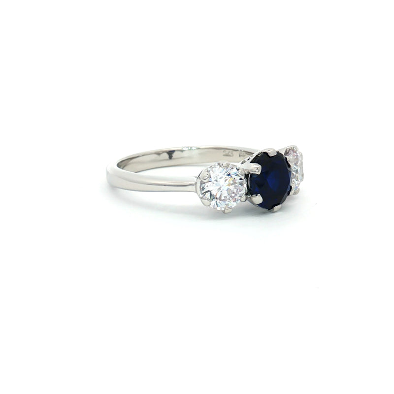 Classic Trilogy Ring with Sapphire Centre Stone