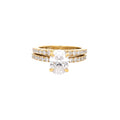 Oval Cut Soliatire Ring with Pave Setting and Matching Band
