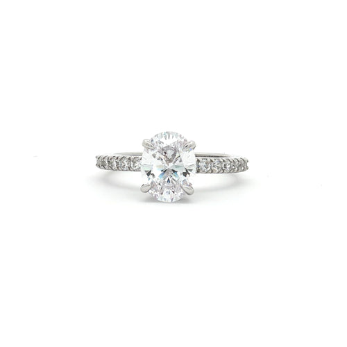 Oval Cut Soliatire Ring with Pave Setting