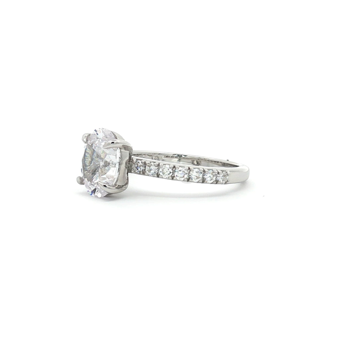 Oval Cut Soliatire Ring with Pave Setting