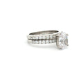 Oval Cut Soliatire Ring with Pave Setting and Matching Band