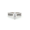 Teardrop Cut Solitaire Ring with Pave Setting and Half Eternity Band