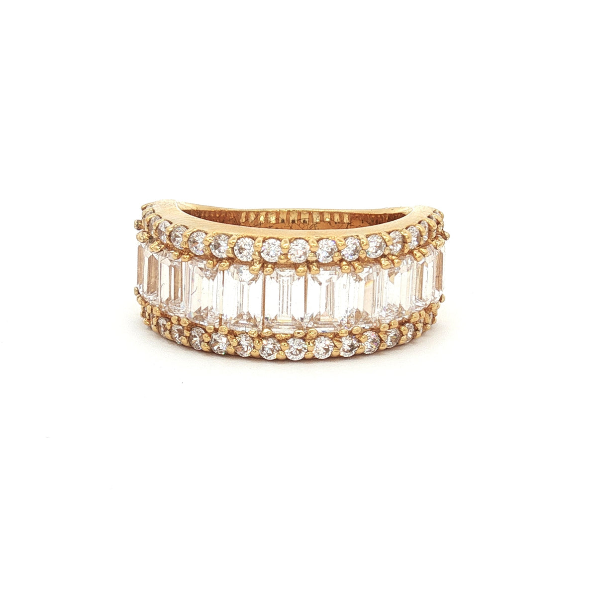 Baguette & Brilliant Cut Half Eternity Wide Band