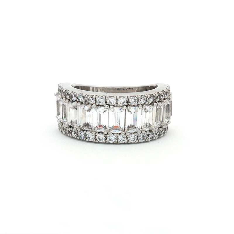 Baguette & Brilliant Cut Half Eternity Wide Band