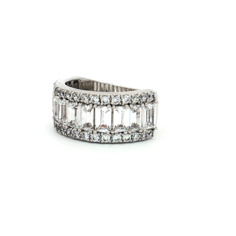 Baguette & Brilliant Cut Half Eternity Wide Band