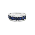Baguette & Brilliant Cut Half Eternity Band (narrow band) with Sapphire Centre Stone