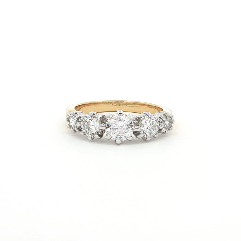 Modern Five Stone Brilliant Cut Ring