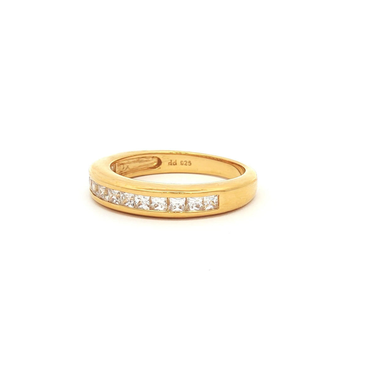 Princess Cut Channel Set Half Eternity Band