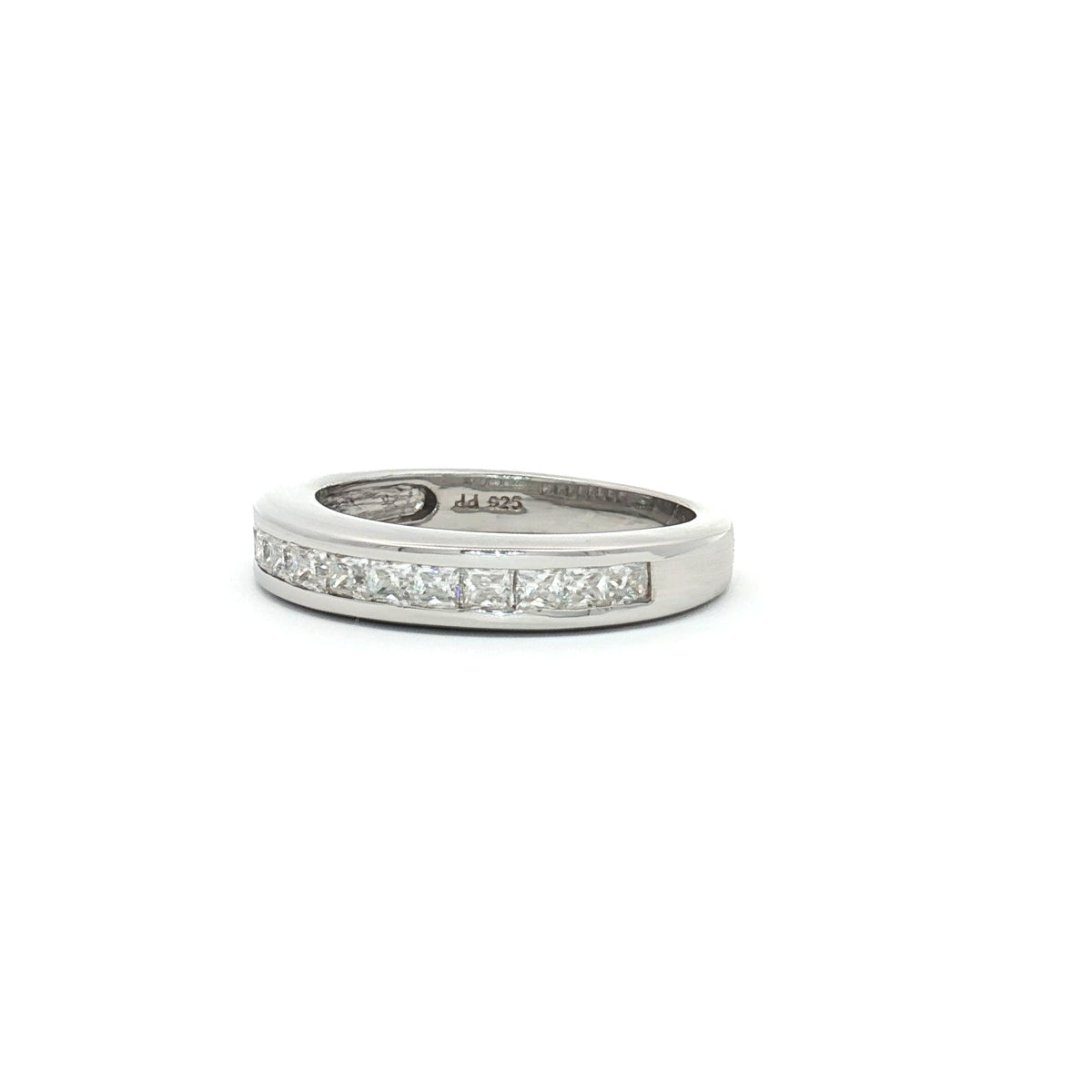 Princess Cut Channel Set Half Eternity Band