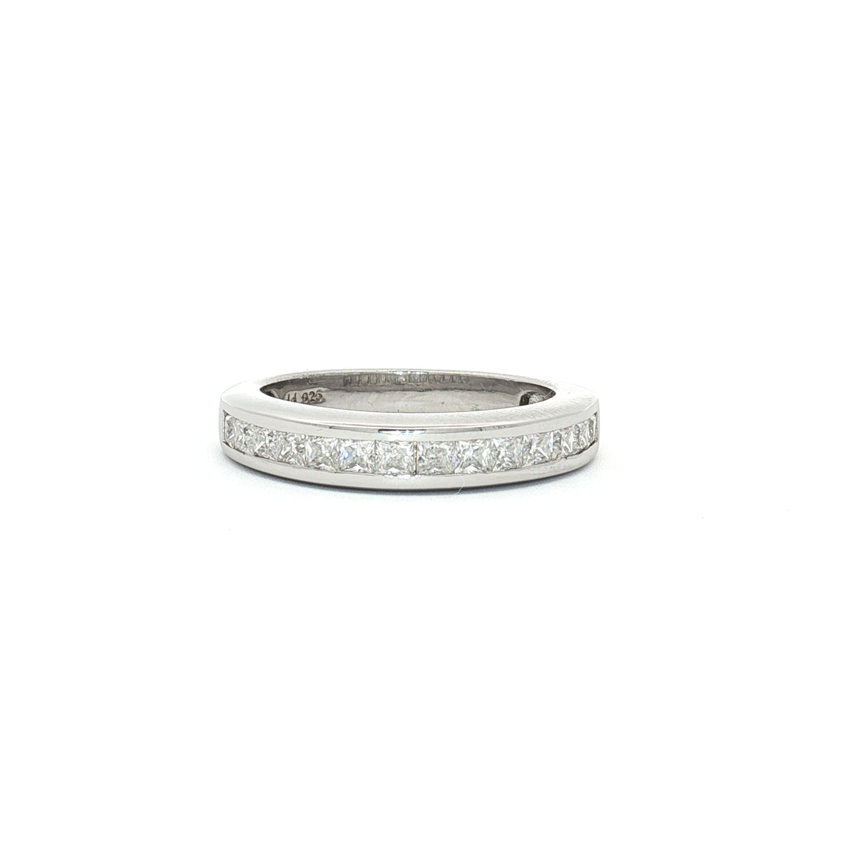 Princess Cut Channel Set Half Eternity Band