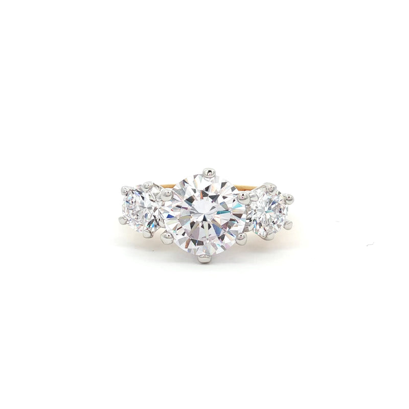 Large Three Stone Brilliant Cut Ring