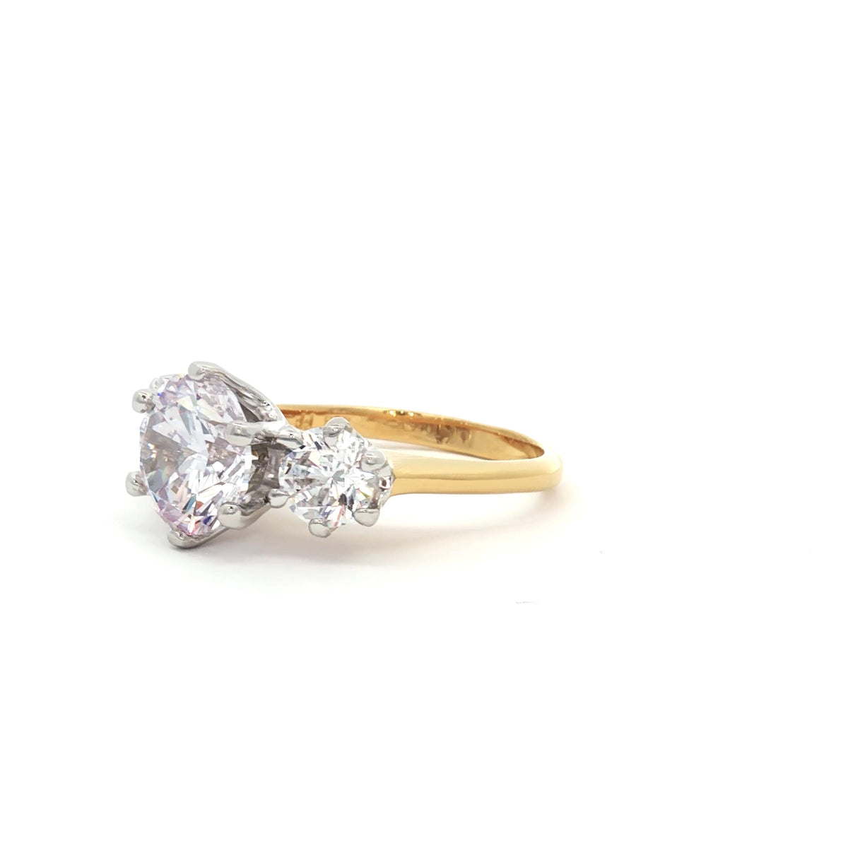 Large Three Stone Brilliant Cut Ring