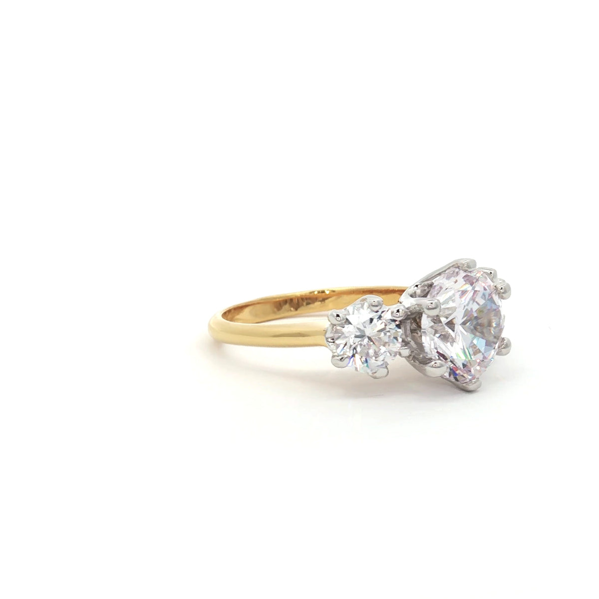 Large Three Stone Brilliant Cut Ring