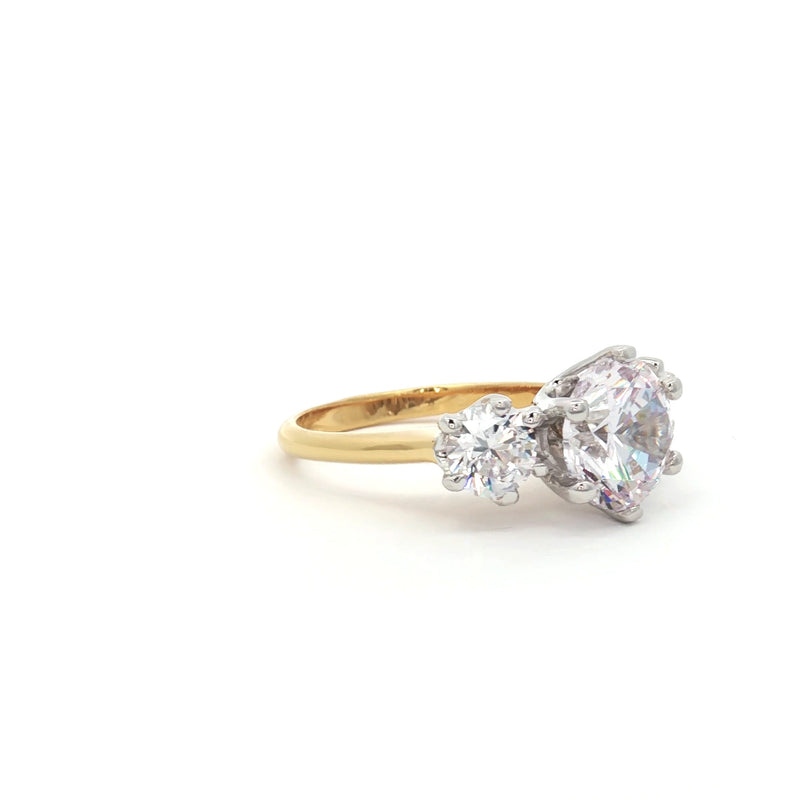Large Three Stone Brilliant Cut Ring