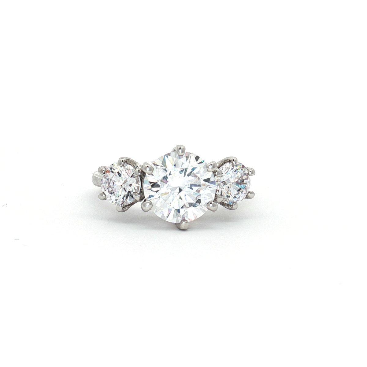 Large Three Stone Brilliant Cut Ring
