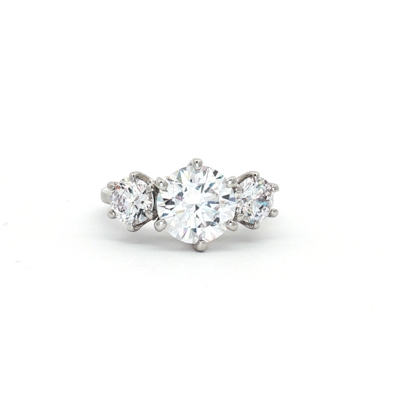 Large Three Stone Brilliant Cut Ring