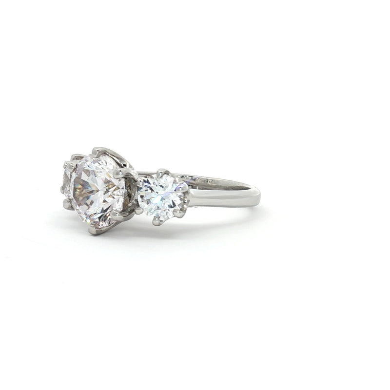 Large Three Stone Brilliant Cut Ring