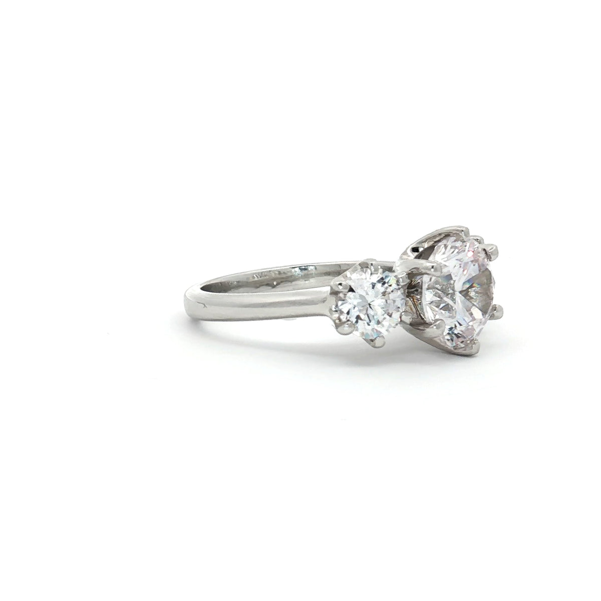 Large Three Stone Brilliant Cut Ring