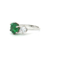 Large Three Stone Brilliant Cut Ring with Emerald Centre Stone