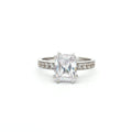 Emerald Cut Solitaire Ring with Side Diamonds