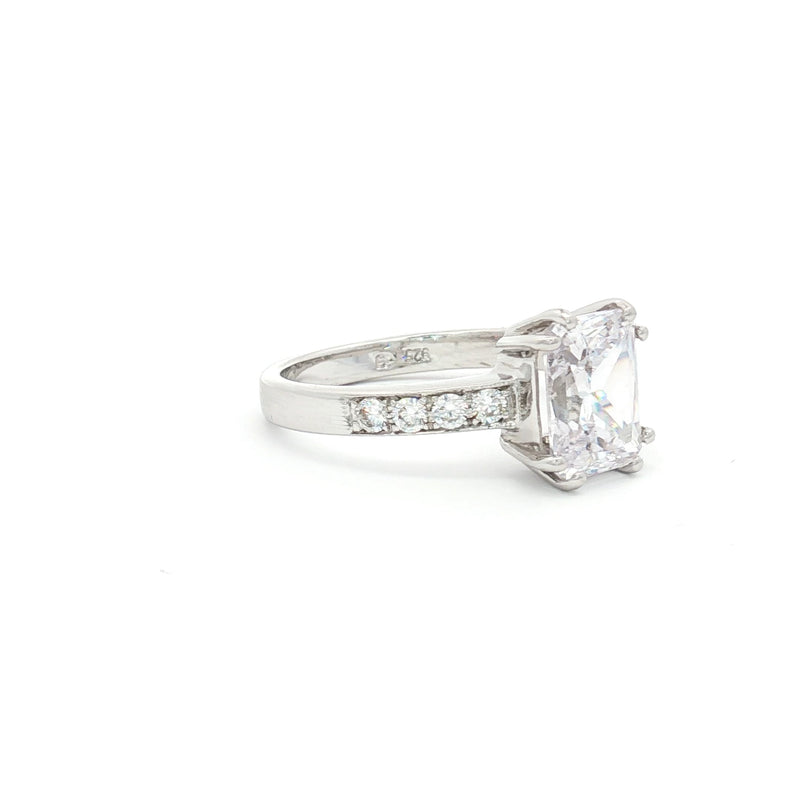 Emerald Cut Solitaire Ring with Side Diamonds