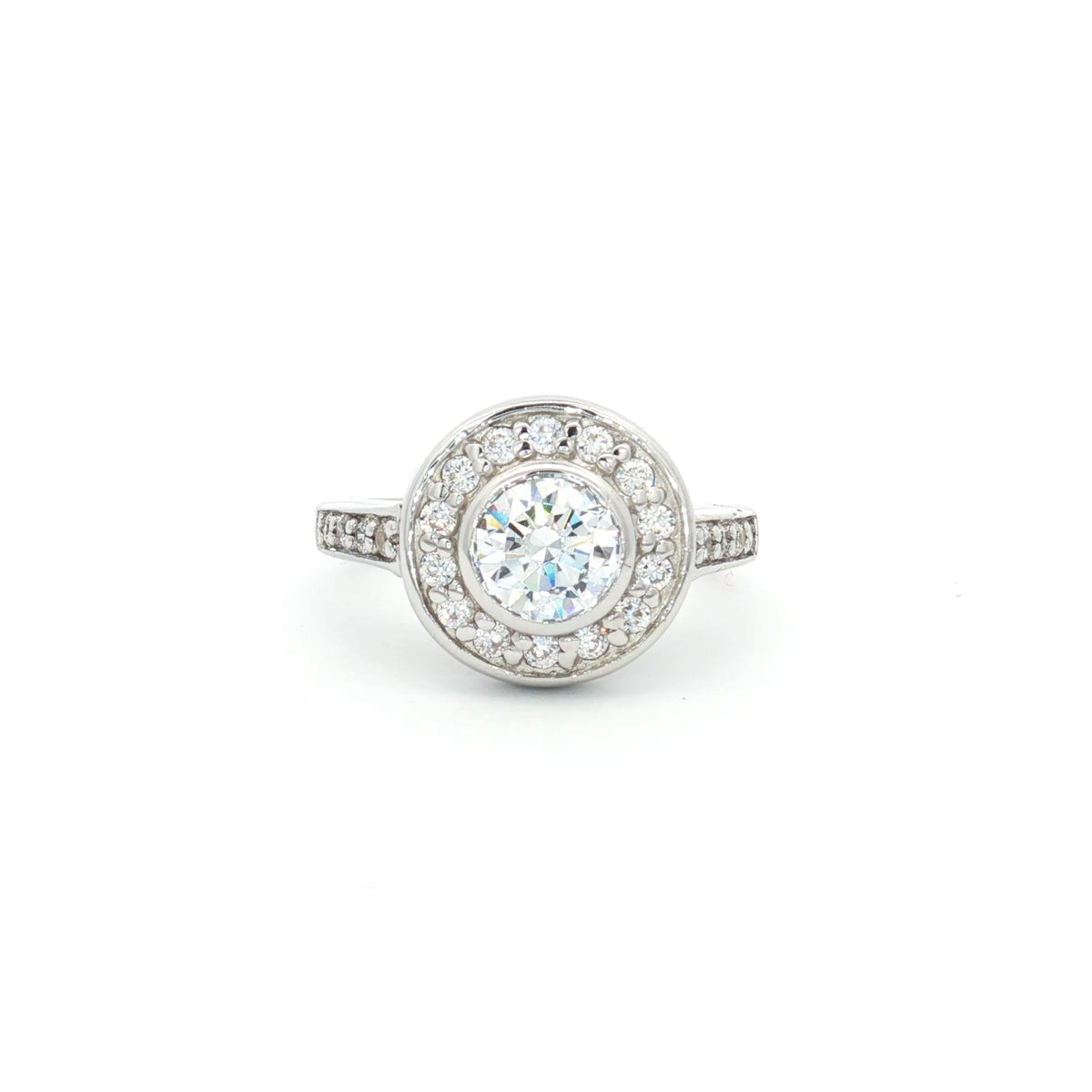 Brilliant Cut Bezel Set Halo Ring