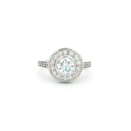 Brilliant Cut Bezel Set Halo Ring