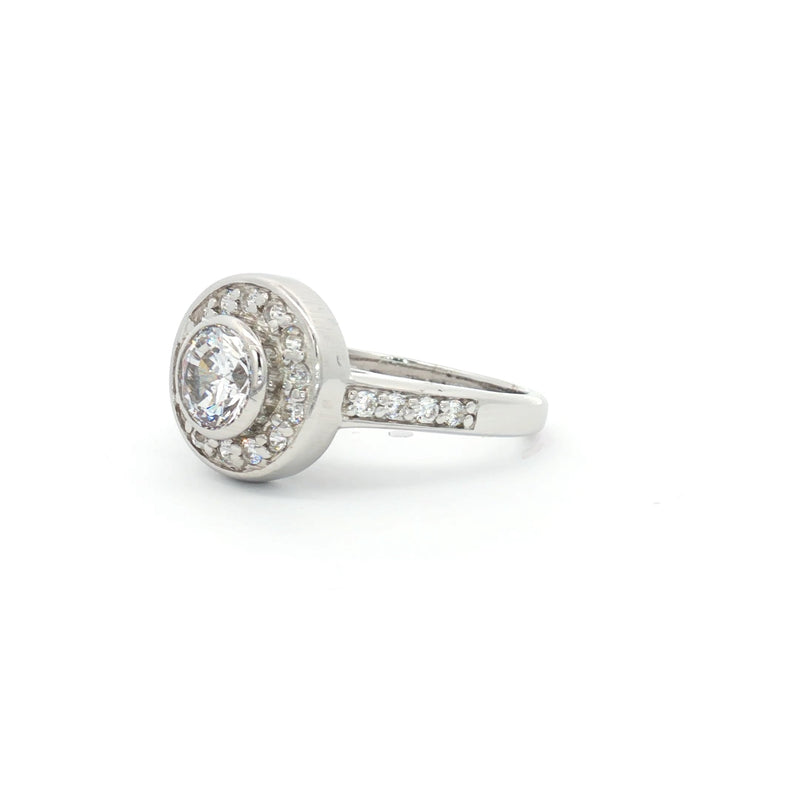 Brilliant Cut Bezel Set Halo Ring