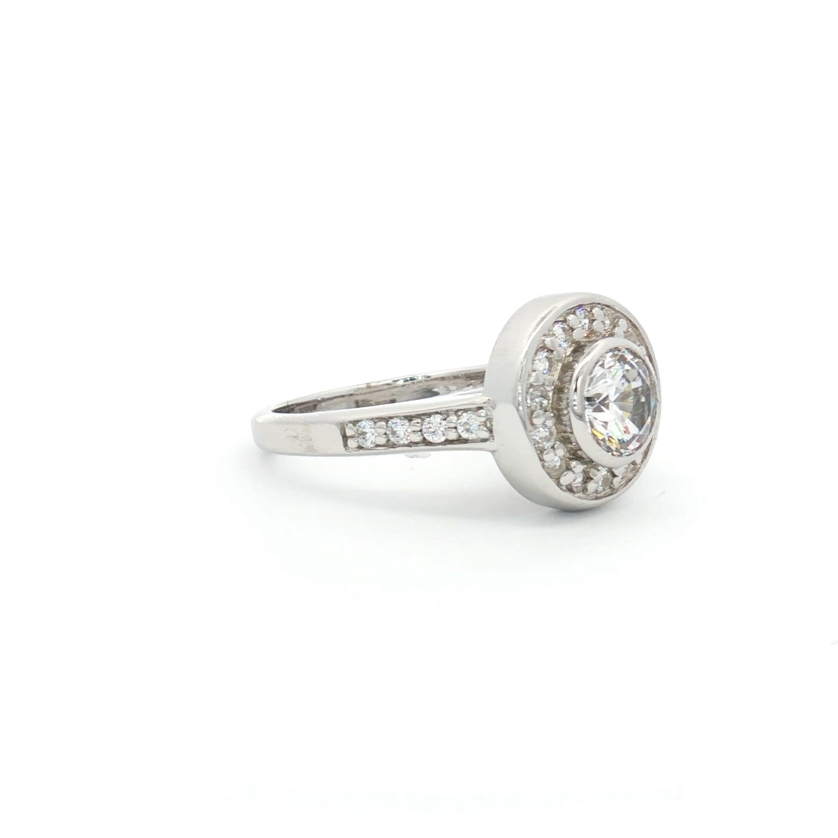 Brilliant Cut Bezel Set Halo Ring