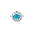 Brilliant Cut Bezel Set Halo Ring with Blue Topaz Centre Stone
