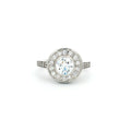 Petite Brilliant Cut Bezel Set Halo Ring