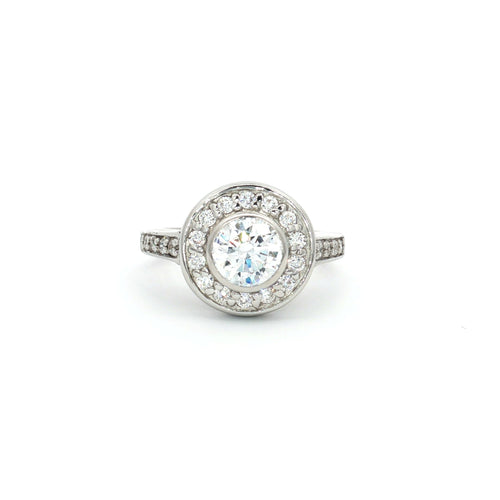 Petite Brilliant Cut Bezel Set Halo Ring